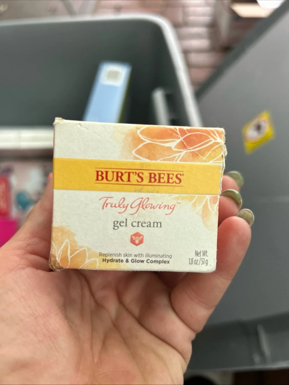 Burt's Bees Gel Cream in White & Yellow-Orange Packaging